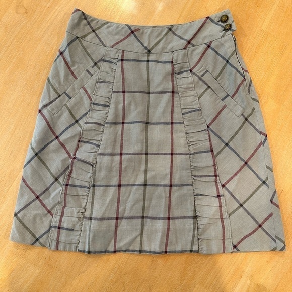 Esme & Esyllte Dresses & Skirts - Edme‎ & Esyllte Womens Skirt 2 Anthropologie Gray Plaid Lace Lined Preppy